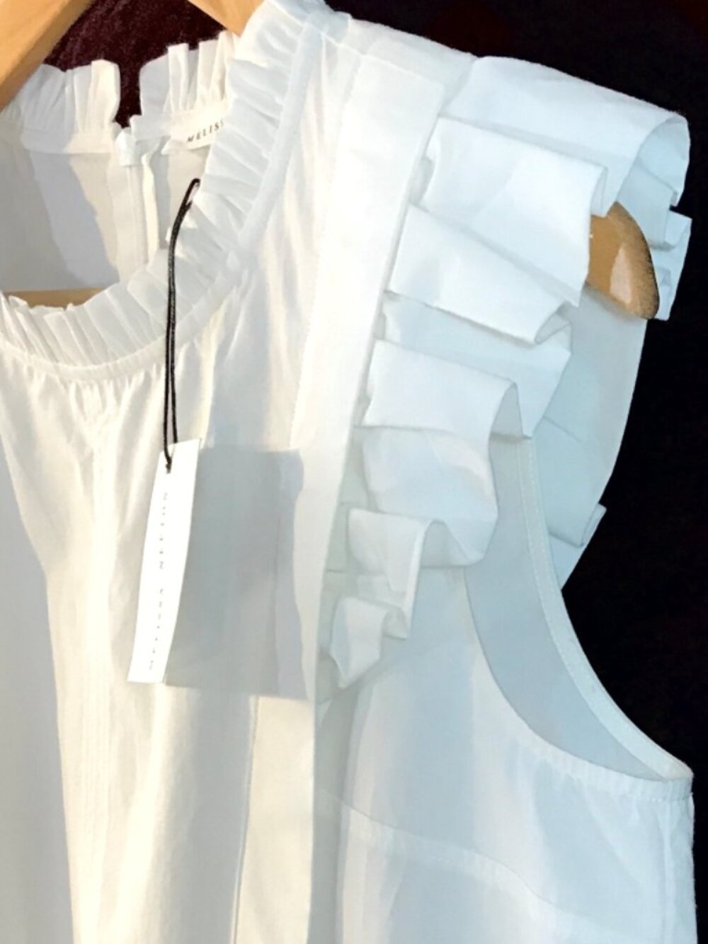 NWT Melissa Nepton White Cotton Sleeveless Ruffle Mock Neck Top XS NWT